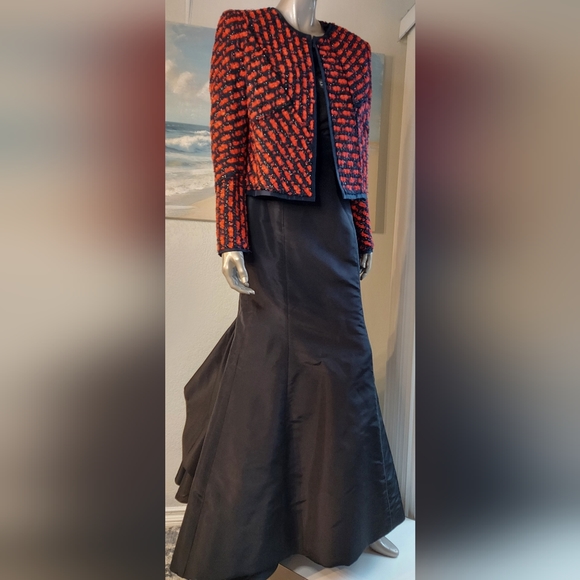 *$2,500 OSCAR DE LA RENTA PICASSO EXCLUSIVE TWEED SILK LINED RUNWAY JACKET US 12 - Picture 9 of 15